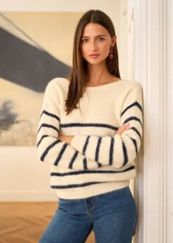 Pull Lio -Motusboutique Soldes Motus Boutique BTTC Pull Lio Marine Beige 1