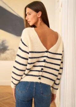 Pull Lio -Motusboutique Soldes Motus Boutique BTTC Pull Lio Marine Beige 4