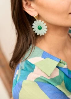 Boucles D'oreilles Maria -Motusboutique Soldes Motus Boutique Bijoux Boucles Oreilles Maria Vert 3