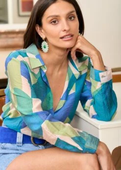 Boucles D'oreilles Maria -Motusboutique Soldes Motus Boutique Bijoux Boucles Oreilles Maria Vert 4