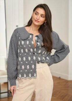 Blouse Belinda -Motusboutique Soldes Motus Boutique Blouse Belinda Imprime Fond Noir 10