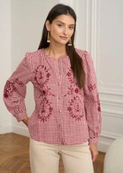 Blouse Ysaline -Motusboutique Soldes Motus Boutique Blouse Isaline Vichy Bordeaux 1