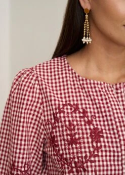 Blouse Ysaline -Motusboutique Soldes Motus Boutique Blouse Isaline Vichy Bordeaux 8