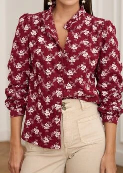 Blouse Solange -Motusboutique Soldes Motus Boutique Blouse Solange Bordeaux Ecru 1