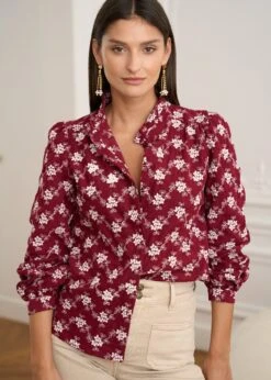 Blouse Solange -Motusboutique Soldes Motus Boutique Blouse Solange Bordeaux Ecru 10