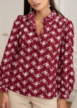 Blouse Solange -Motusboutique Soldes Motus Boutique Blouse Solange Bordeaux Ecru 3