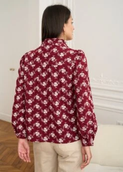 Blouse Solange -Motusboutique Soldes Motus Boutique Blouse Solange Bordeaux Ecru 7