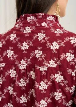 Blouse Solange -Motusboutique Soldes Motus Boutique Blouse Solange Bordeaux Ecru 8