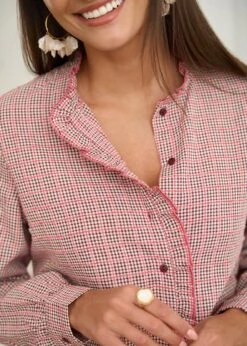 Blouse Tina -Motusboutique Soldes Motus Boutique Blouse Tina Vichy Bordeaux 3