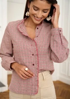 Blouse Tina -Motusboutique Soldes Motus Boutique Blouse Tina Vichy Bordeaux 4