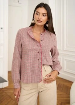 Blouse Tina -Motusboutique Soldes Motus Boutique Blouse Tina Vichy Bordeaux 7