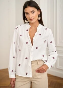 Blouse Violaine -Motusboutique Soldes Motus Boutique Blouse Violance Blanc Bordeaux 2