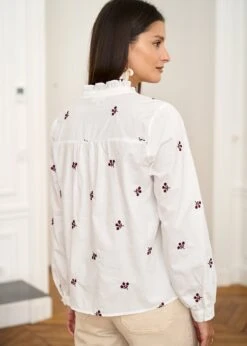 Blouse Violaine -Motusboutique Soldes Motus Boutique Blouse Violance Blanc Bordeaux 7