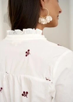 Blouse Violaine -Motusboutique Soldes Motus Boutique Blouse Violance Blanc Bordeaux 8