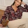 Chemise Denise -Motusboutique Soldes Motus Boutique Chemise Denise Fleuri Bordeaux 4