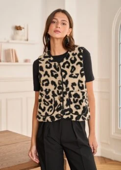Veste Harris -Motusboutique Soldes Motus Boutique Gilet Harris Leopard Noir Beige 3