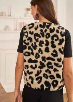 Veste Harris -Motusboutique Soldes Motus Boutique Gilet Harris Leopard Noir Beige 6
