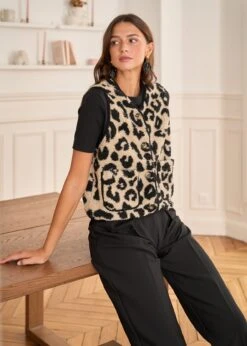Veste Harris -Motusboutique Soldes Motus Boutique Gilet Harris Leopard Noir Beige 8