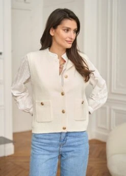 Gilet Léon -Motusboutique Soldes Motus Boutique Gilet Leon Ecru 5