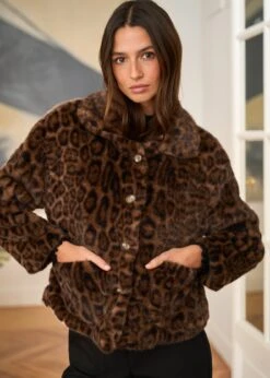 Manteau Camille -Motusboutique Soldes Motus Boutique Manteau Camille Leopard Marron 3
