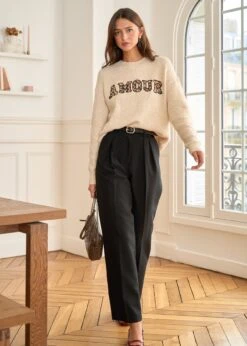 Pull Amour -Motusboutique Soldes Motus Boutique Pull Amour Beige 3