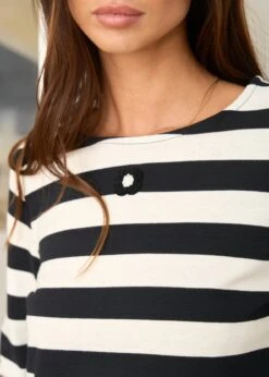 Pull Lola -Motusboutique Soldes Motus Boutique Pull Lola Raye Noir Ecru 4