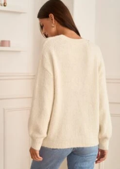 Pull Robin -Motusboutique Soldes Motus Boutique Pull Robin Ecru 5