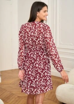 Robe Abriel -Motusboutique Soldes Motus Boutique Robe Abriel Bordeaux Ecru 5