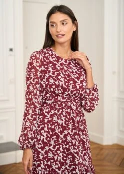 Robe Abriel -Motusboutique Soldes Motus Boutique Robe Abriel Bordeaux Ecru 7