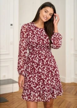 Robe Abriel -Motusboutique Soldes Motus Boutique Robe Abriel Bordeaux Ecru 8