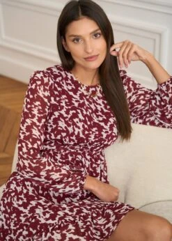 Robe Abriel -Motusboutique Soldes Motus Boutique Robe Abriel Bordeaux Ecru 9