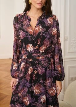 Robe Carla 14 Robe Carla -Motusboutique Soldes Motus Boutique Robe Carla Imprime Fond Noir 2