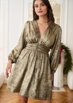 Robe Dania -Motusboutique Soldes Motus Boutique Robe Dania Lame Dore 4