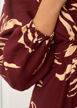 Robe Léane -Motusboutique Soldes Motus Boutique Robe Leane Bordeaux Beige 8