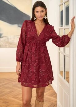 Robe Marjolaine -Motusboutique Soldes Motus Boutique Robe Marjolaine Bordeaux 9