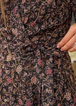 Robe Méline -Motusboutique Soldes Motus Boutique Robe Meline Motif Fond Noir 5