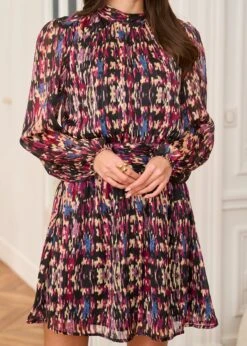 Robe Rozen 22 Robe Rozen -Motusboutique Soldes Motus Boutique Robe Rozen Imprime Fond Noir 10