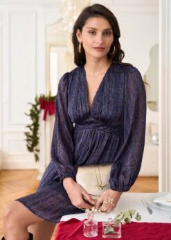 Robe Zoé -Motusboutique Soldes Motus Boutique Robe Zoe Imprime Marron Bleu 6