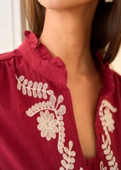 Blouse Roma -Motusboutique Soldes Motus Boutique WTC Blouse Roma Bordeaux Ecru 4