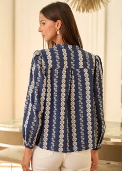 Blouse Sand -Motusboutique Soldes Motus Boutique WTC Blouse Sand Marine 4