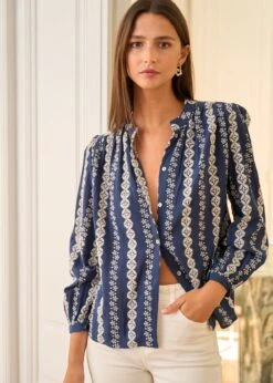 Blouse Sand -Motusboutique Soldes Motus Boutique WTC Blouse Sand Marine 8