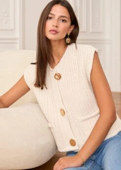 Gilet Lola -Motusboutique Soldes Motus Boutique WTC Gilet Lola Ecru 9