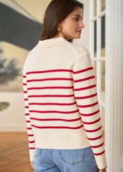 Gilet Gaetane -Motusboutique Soldes motus boutique gilet gaetane raye rouge 4