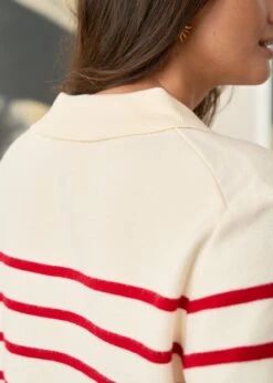 Gilet Gaetane -Motusboutique Soldes motus boutique gilet gaetane raye rouge 5