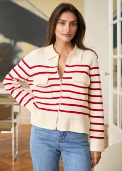 Gilet Gaetane -Motusboutique Soldes motus boutique gilet gaetane raye rouge 6