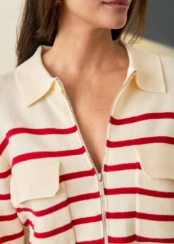 Gilet Gaetane -Motusboutique Soldes motus boutique gilet gaetane raye rouge 7