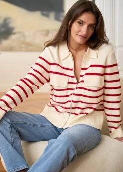 Gilet Gaetane -Motusboutique Soldes motus boutique gilet gaetane raye rouge 8