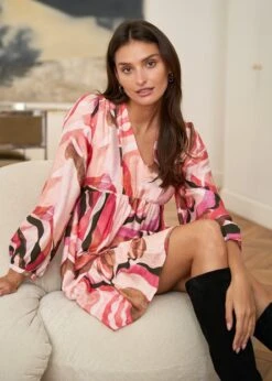 Robe Constance -Motusboutique Soldes motus boutique robe constance motifs rose 1