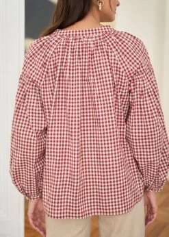 Blouse Manel -Motusboutique Soldes motusboutique blouse manel vichyrouille ecru 6