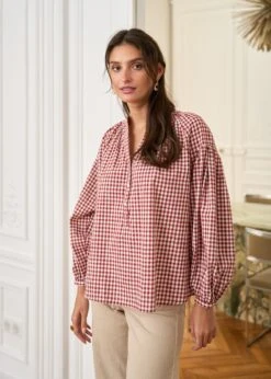 Blouse Manel -Motusboutique Soldes motusboutique blouse manel vichyrouille ecru 9